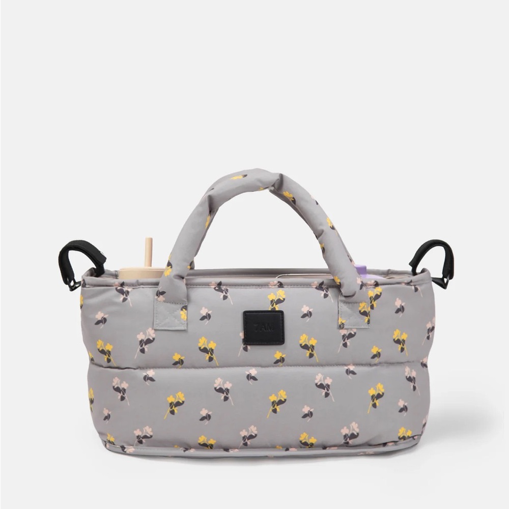 NEW 7am Enfant stroller caddy, grey floral